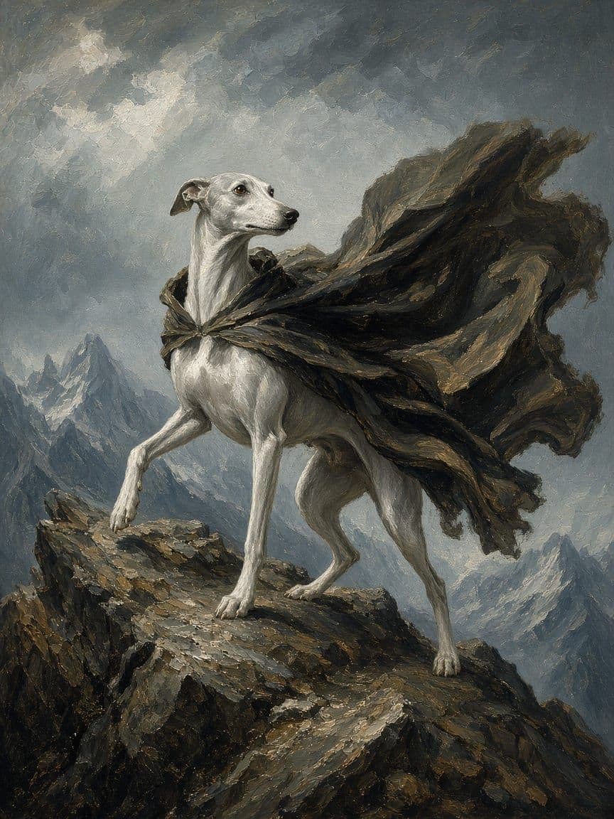 Studio example. A greyhound painted after Jacques-Louis David.