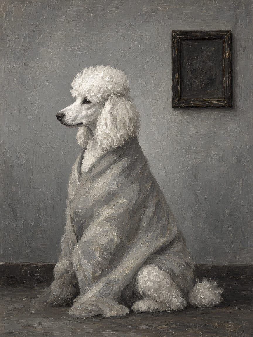 Studio example. A poodle painted after James McNeill Whistler.